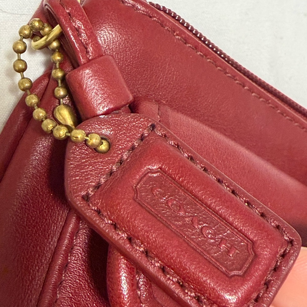 Coach Red Leather Turnlock Wristlet with Gold-Tone Hardware - Picture 3 of 7